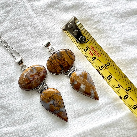 925 Yellow Moss Agate Necklace Pendant - Picture 3 of 8